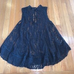 Free People Black Lace Sleeveless Boho Tank Top XS